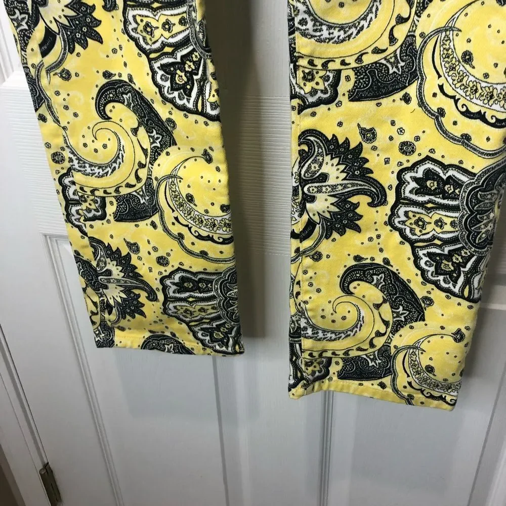 Ralph Lauren LRL Lauren Jeans yellow paisley print capris pants jeans, size 10 - Picture 5 of 14